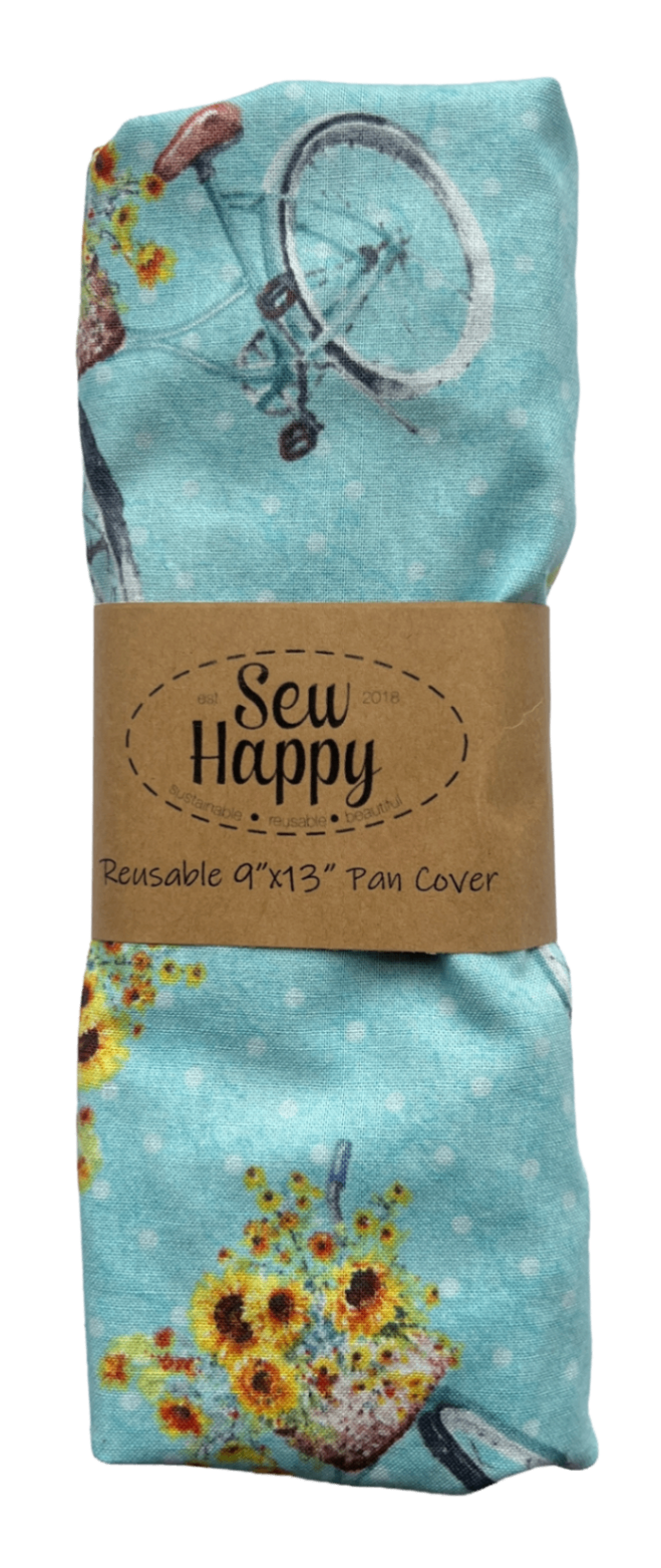 Reusable 9" x 13" Pan Cover - Floral Bicycles
