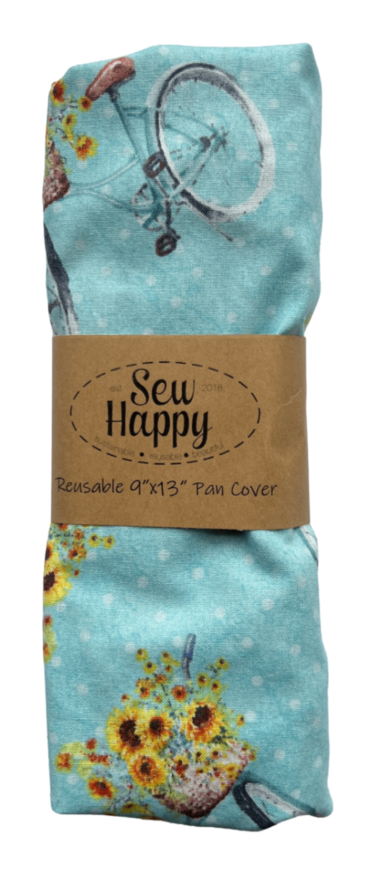 Reusable 9" x 13" Pan Cover - Floral Bicycles