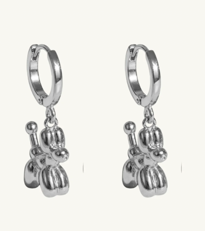 Balloon Dog Silver Huggies 