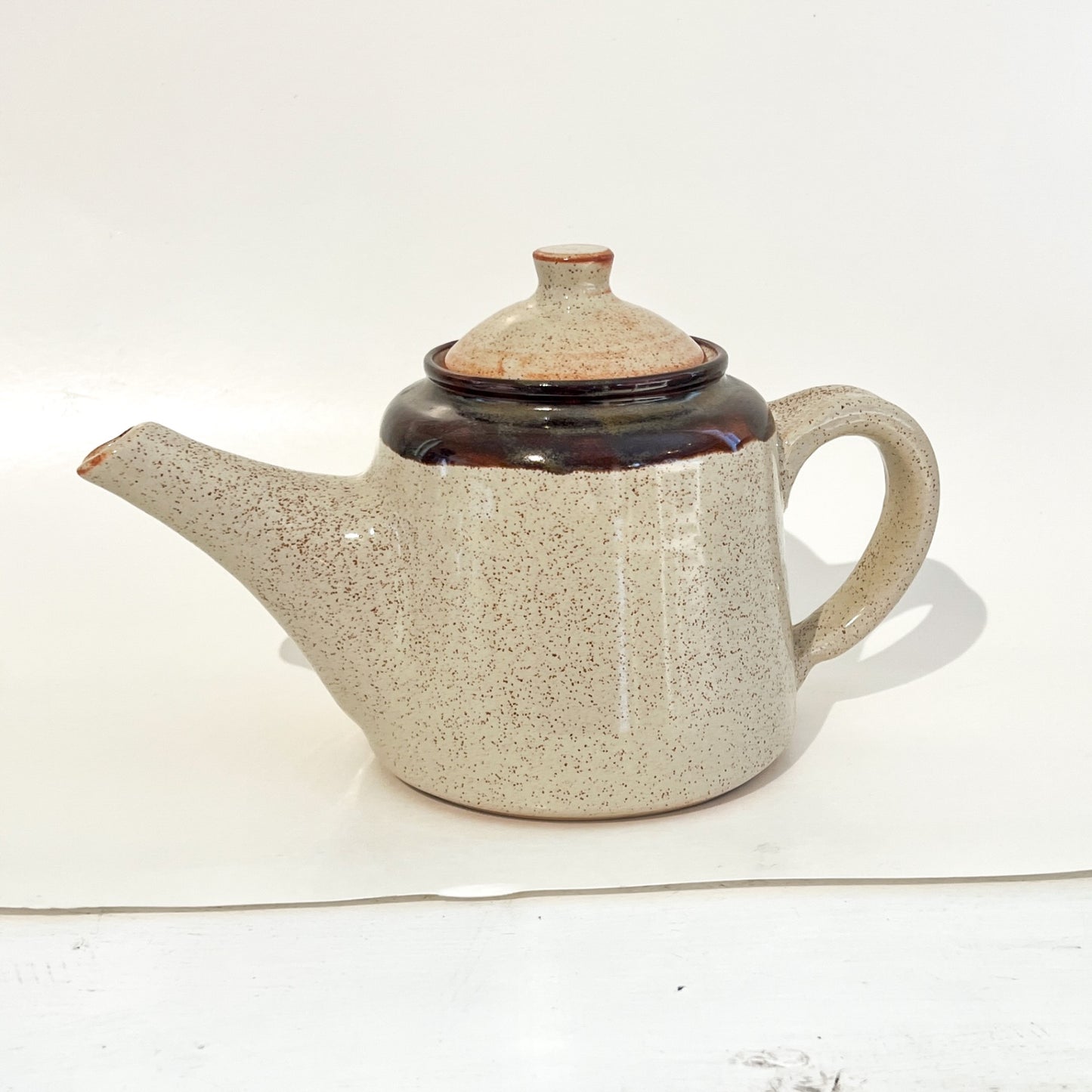 Ceramic Tea Pot - White and Brown 