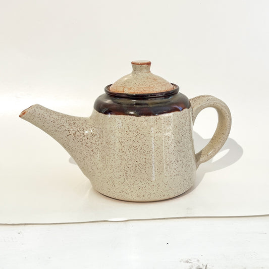 Ceramic Tea Pot - White and Brown 