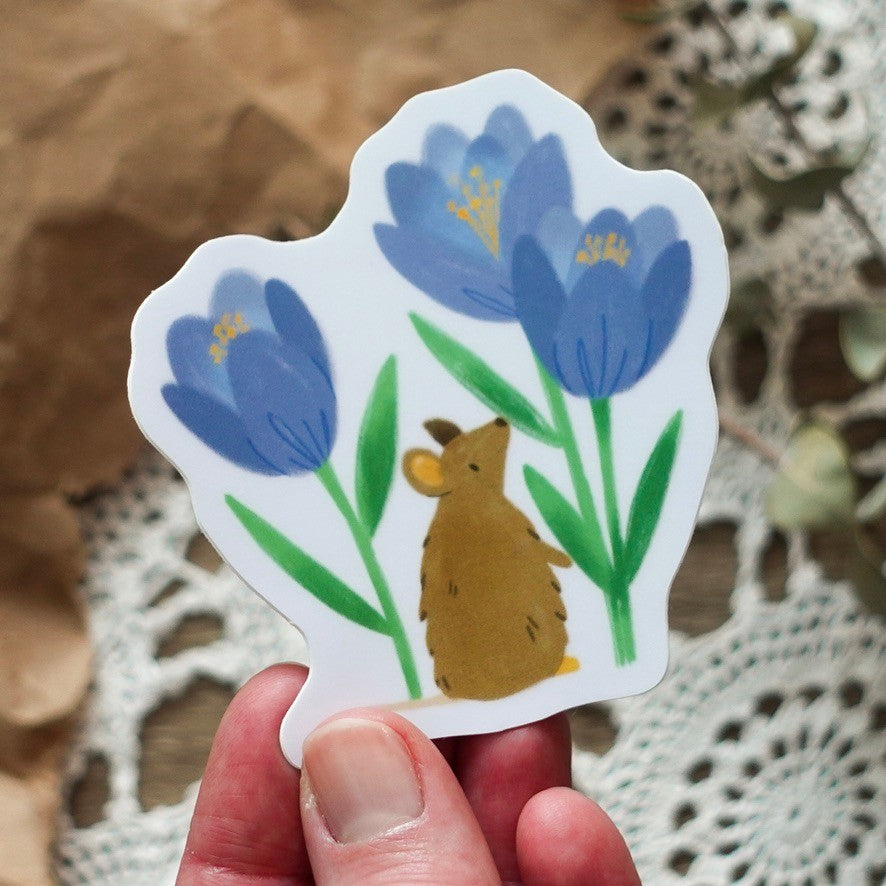 Mouse & Crocus Vinyl Sticker