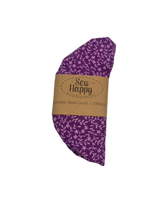 Reusable Bowl Cover - Small 7" - Purple Floral