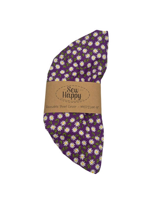 Reusable Bowl Cover - Medium 9" - Purple Daisy
