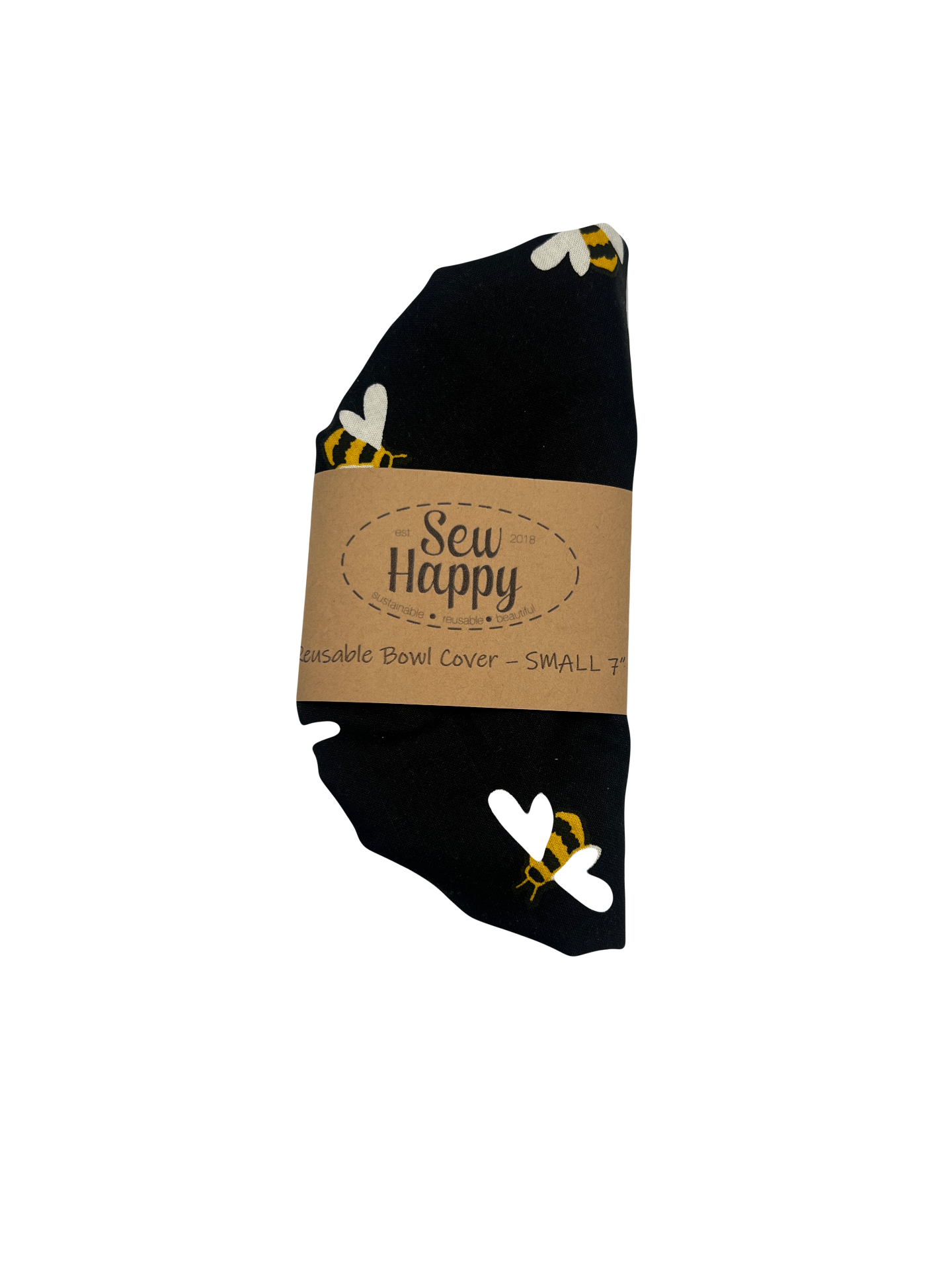Reusable Bowl Cover - Small 7" - Black Bees