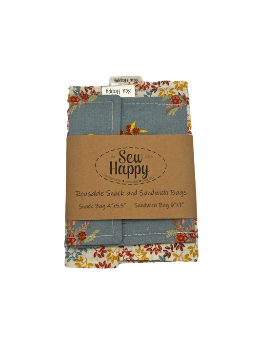 Reusable Snack and Sandwich Bags - Florals
