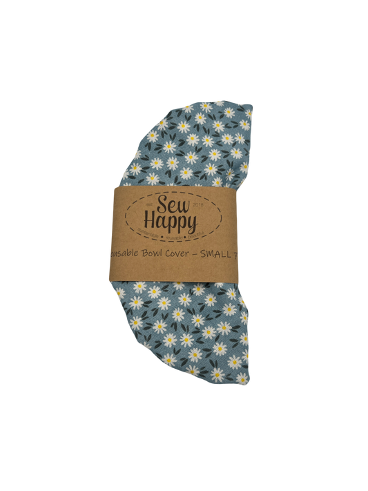 Reusable Bowl Cover - Small 7" - Blue Daisy