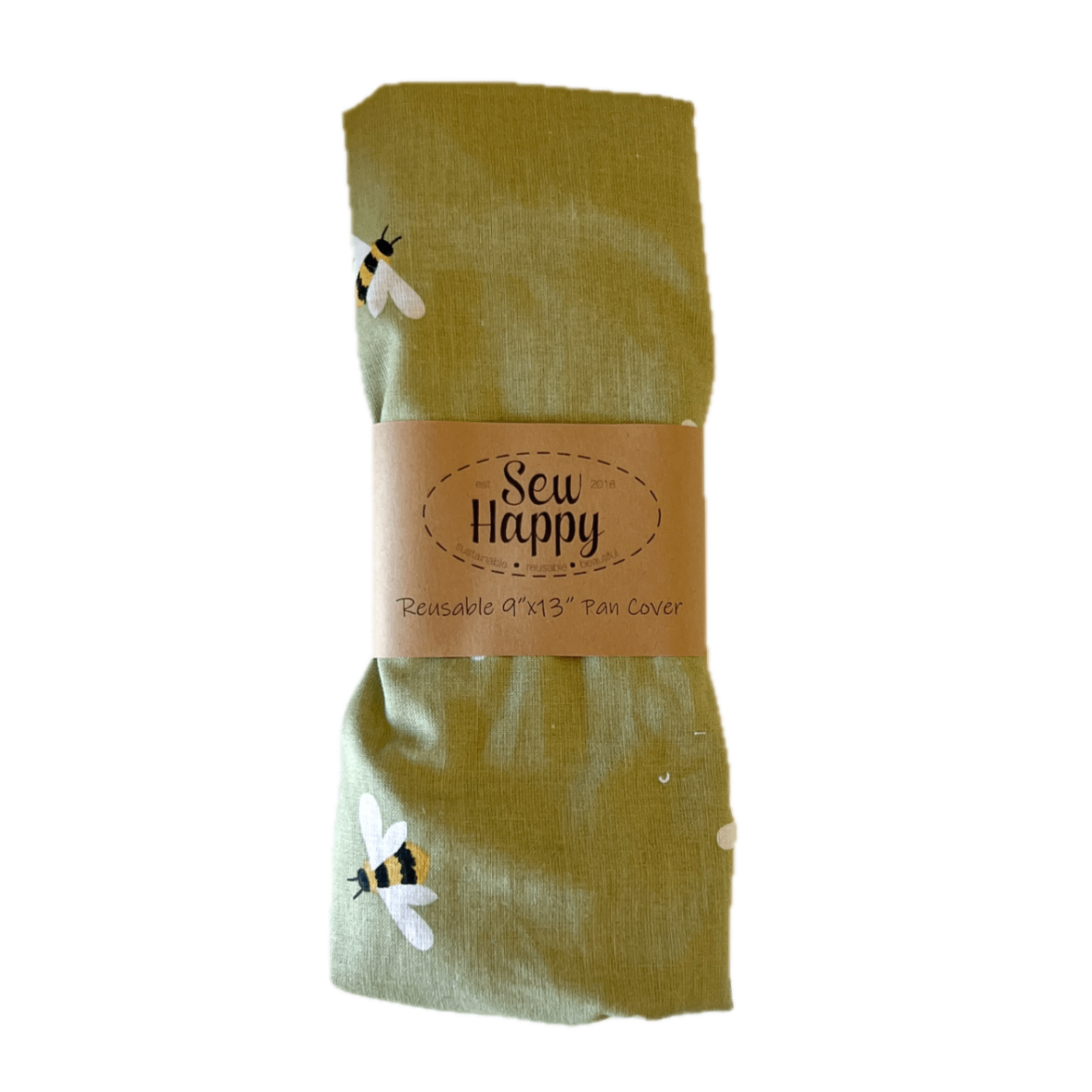 Reusable Pan Cover  9''x13'' - Green Bees