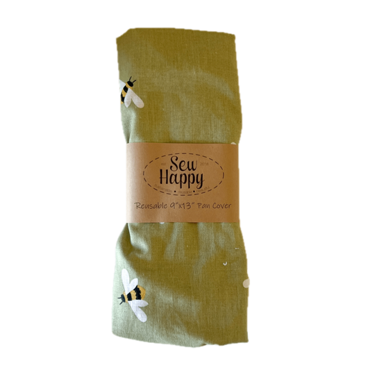 Reusable Pan Cover  9''x13'' - Green Bees