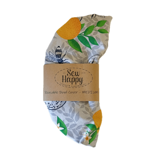Medium Reusable Bowl Cover - Bees & Oranges