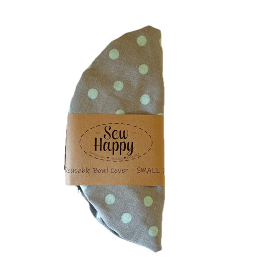 Small Reusable Bowl Cover - Grey with Blue Dots