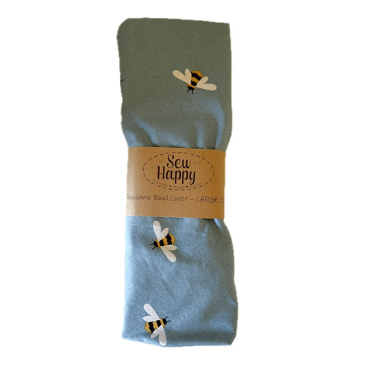 Large Reusable Bowl Cover - Blue Bees