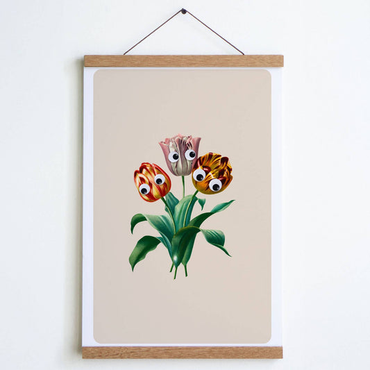 Googly Tulips Print: Sand Small - 8" x 10"