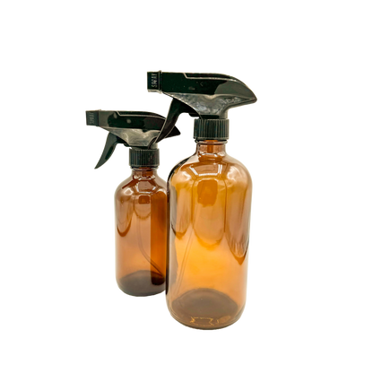 Amber Glass Bottle with Black Trigger Spray