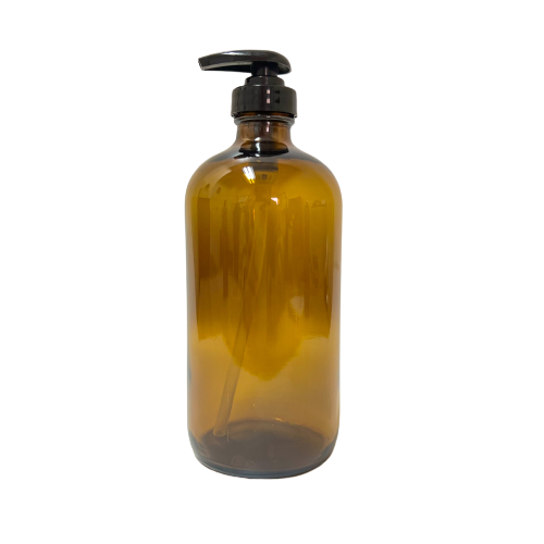 Wholesale 16 oz Amber Pump Cap Glass Bottle