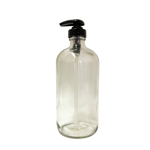 Wholesale 16 oz Clear Pump Cap Glass Bottle