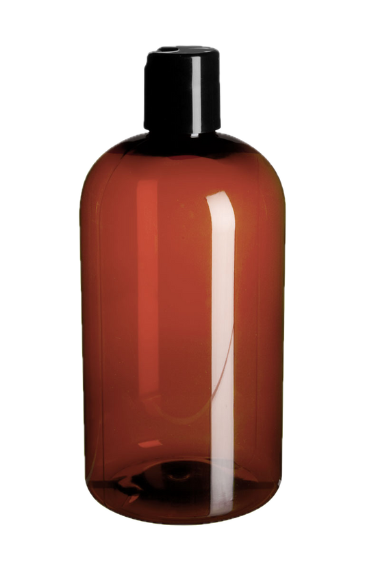 Amber Plastic Bottle with Squeeze Cap - Squat