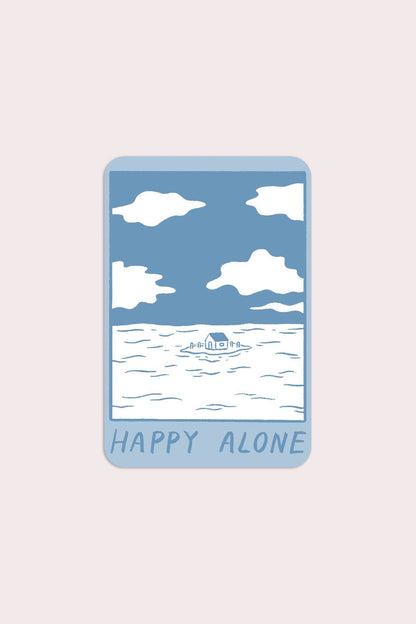 Happy Alone (Blue Skies) Sticker | Waterproof Vinyl Sticker