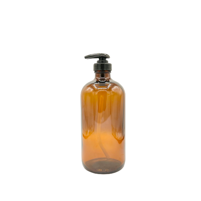 Amber Glass Bottle with Black Pump