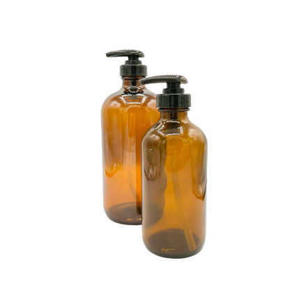 Amber Glass Bottle with Black Pump