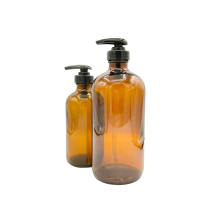 Amber Glass Bottle with Black Pump