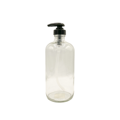 Clear Glass Bottle with Black Pump