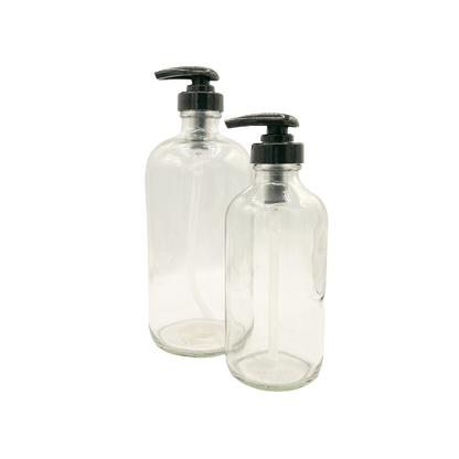 Clear Glass Bottle with Black Pump